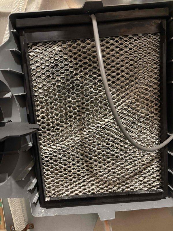 Completed scheduled Prepaid Agreement maintenance visit on two furnaces, two humidifiers, and one GFP. Performed comprehensive heating system inspection and maintenance. Removed and examined air filters, which showed normal accumulation of dust and debris, indicating proper filtration function.