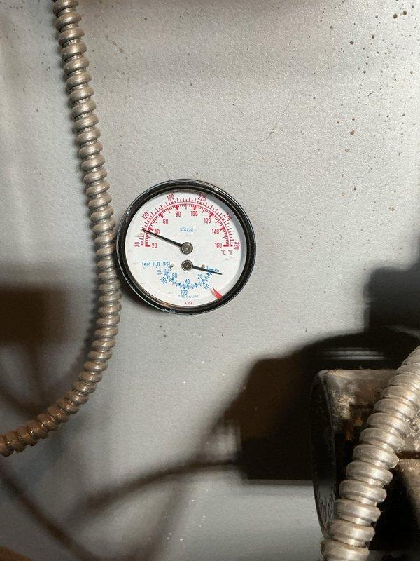 Performed scheduled preventative maintenance on two boilers in the gas-fired heating system. Inspected system pressure gauges and confirmed proper operating range. Cleaned both units, examined flue pipes for proper ventilation, and verified all piping connections were secure with no signs of leaks.