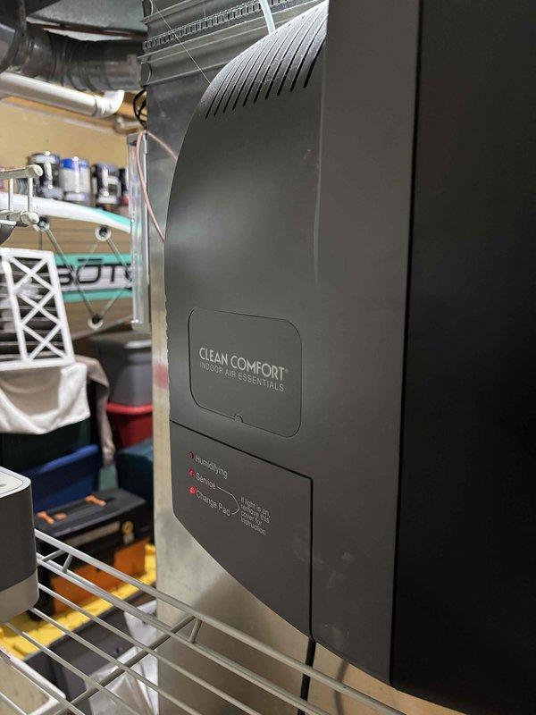 Performed scheduled heating tune-up on customer's HVAC system, which included maintenance on one furnace, one in-floor heat boiler, one humidifier, one HRV (Heat Recovery Ventilator), and one GFP. Cleaned and serviced the Clean Comfort Indoor Air Quality system, replacing severely clogged filter that showed significant dust and debris accumulation to restore proper system function and air quality.