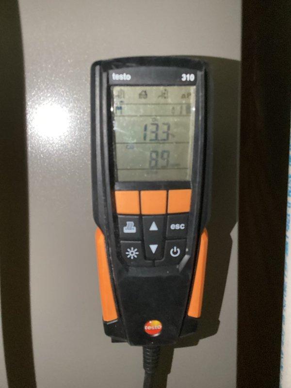 Completed prepaid heating tune-up service on furnace system with integrated humidifier and gas fireplace. Performed comprehensive diagnostic testing with temperature/humidity meter (BM720) and combustion analyzer (Testo 310) to verify system parameters. Identified intermittent pressure switch issue; customer was advised of recommended replacement.