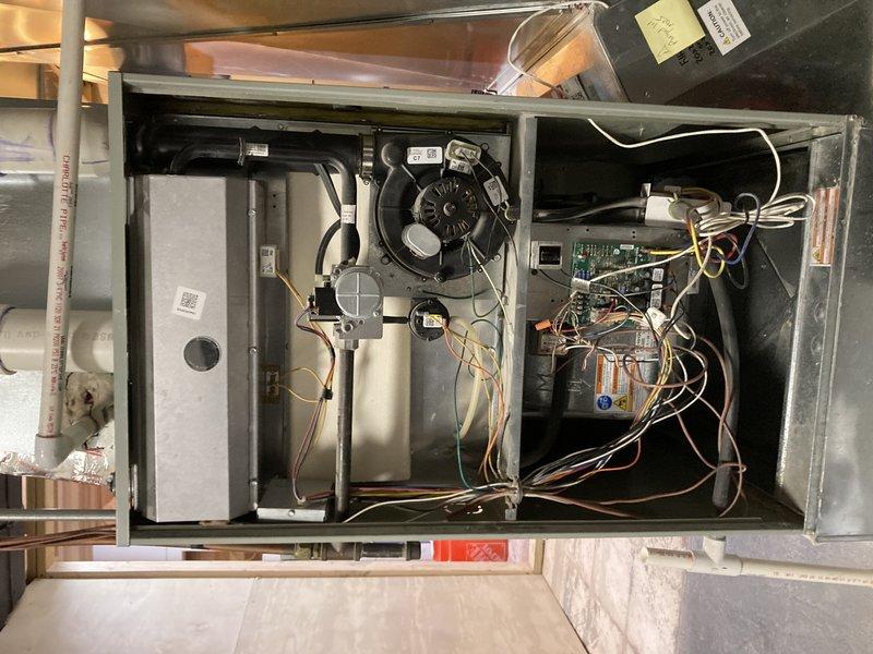 Performed comprehensive prepaid maintenance service on multiple heating systems including furnace, in-floor heating boiler, gas fireplace, and humidifier. Conducted thorough inspection and cleaning of all components, including blower assembly and circuit boards. Systems are now functioning properly with all connections verified and safety checks completed.