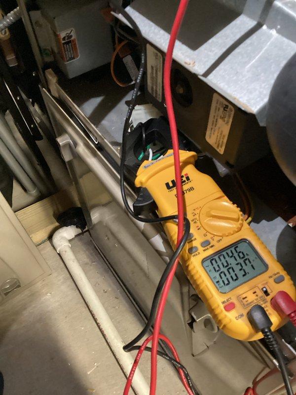 Performed annual preventive maintenance on single gas furnace system. Conducted electrical diagnostics showing appropriate voltage readings (-0.37V). Inspected mechanical components and connections including PVC piping and wiring. No issues identified requiring repair or replacement.