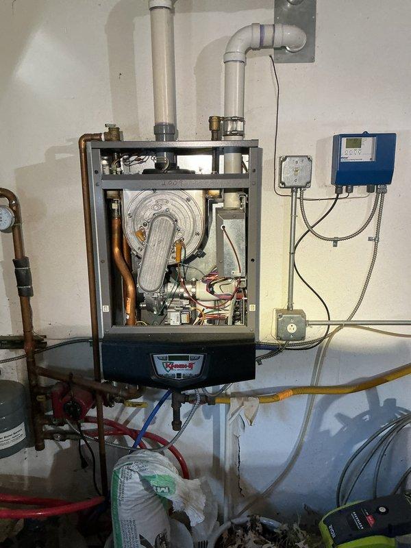 Performed scheduled preventative maintenance on two boiler systems and one humidifier. Inspected internal components of the Utica boiler including fan assembly, copper piping, and electrical connections. Examined control panel functionality and verified proper operation of the electrical installation including the GOULD/ITE control system. Cleaned all accessible components and confirmed systems are operating within normal parameters.