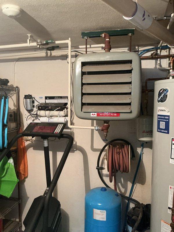 Completed fall tune-up service on multiple heating systems including two furnaces, two in-floor heating systems, one GFP, and three garage heaters. Performed comprehensive maintenance on the furnaces and boiler system for in-floor heating, with particular attention to the Modine unit heater and associated copper piping network. All systems were cleaned and inspected for proper operation.