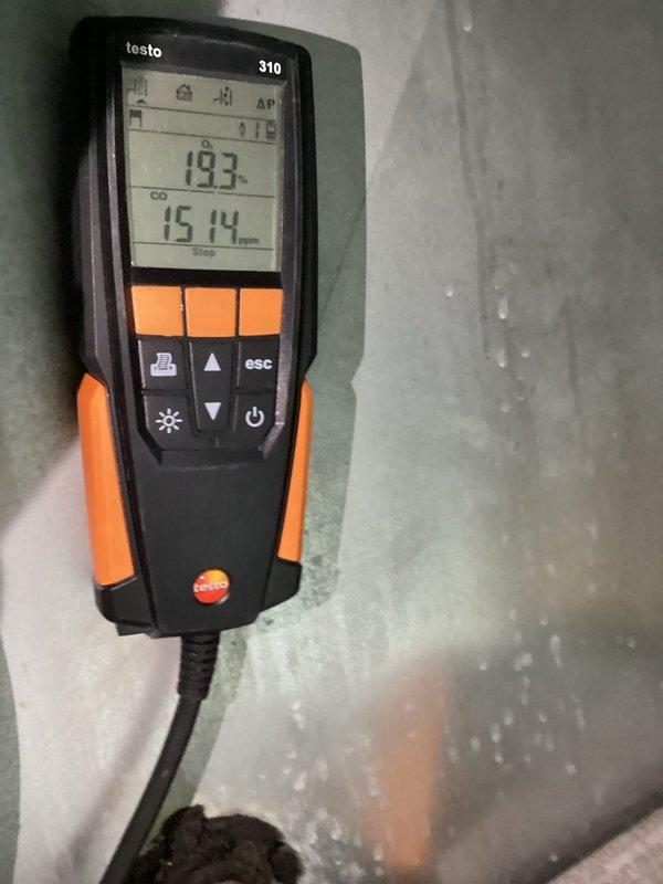 Performed safety inspection on furnace in basement for Minneapolis Rental HVAC compliance. Testing with Testo 310 analyzer revealed compromised primary and secondary heat exchangers with elevated CO readings (15-19 ppm). Unit recommended for replacement due to safety concerns; owner indicated they have arranged alternative contractor for installation.