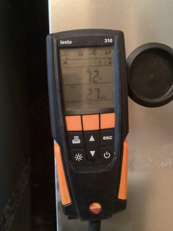 Performed safety inspection on two furnaces (basement and 3rd floor) as part of Minneapolis Rental HVAC safety check requirements. Conducted combustion analysis using Testo 310 analyzer, obtaining satisfactory readings for CO2 (7.2-13%) and temperature (16.8-27). All systems operating within normal parameters; no issues identified.