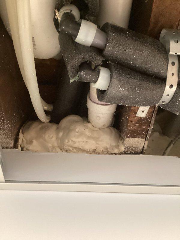 Identified the source of water stain on basement ceiling tiles, which was caused by condensation on an uninsulated cold water line, not a pressurized leak. Documented significant frost/ice buildup on the pipes. Customer (Ryan Sturtz) will handle insulation and wrapping of the affected cold line to prevent further condensation issues.