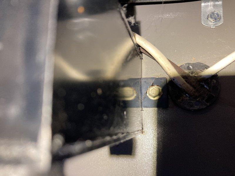 Responded to service call for water leak under furnace. Diagnostic inspection revealed cracked condensation trap causing leakage. Visual inspection showed significant dust accumulation and corrosion on components. Customer advised that trap replacement is required. Will return in fall for scheduled preventative maintenance.