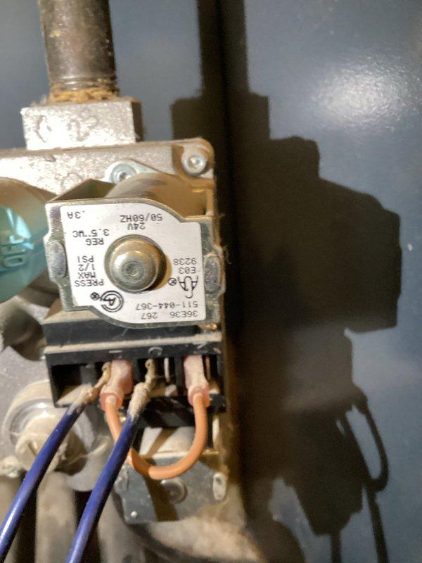 Responded to no heat complaint after recent maintenance. Diagnosed faulty gas valve using UEi Test Instruments EM720 meter which showed abnormal readings of 17.2. Temporary repair attempted but unsuccessful. Scheduled return visit with replacement part; customer to be available by 12:00.