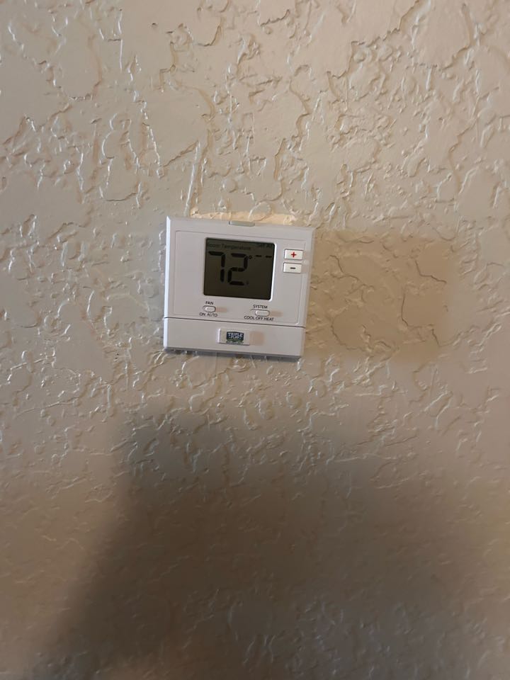 Arrived on location for no heat call found it to be a fault in the basic comfort control system diagnosed it to be an electrical issue causing the thermostat not to work in heat mode. Only replacing thermostat to fix the issue that we are having with this customer’s comfort.