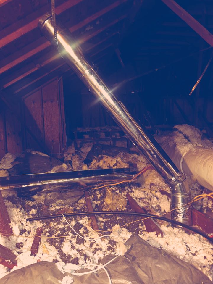 Technician arrived on site and installed the Jenn air kitchen vent for the customers vent hood 6 inch hard pipe going out to an exhaust out the roof.