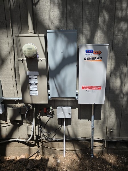 A 24kW Generac generator was installed, ensuring reliable power backup. The process began with a thorough assessment of the site's power needs and existing infrastructure. The generator was then carefully positioned in a designated area, ensuring it was level and secure. Electrical connections were made, and the generator was integrated with the existing power system. Safety measures were implemented, including proper grounding and protective enclosures. The system was tested to confirm optimal performance and reliability. The installation was completed efficiently, providing peace of mind with a robust power backup solution.