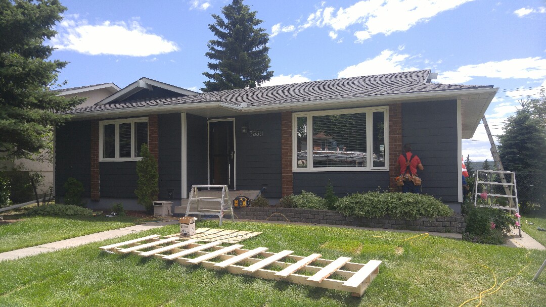 Calgary, AB - Silver Springs
Almost finish, caulking & touch ups.
James Hardie plank Iron Gray
James Hardie NT3 Trim Arctic White
James Hardie shake Iron Gray in all 3 gables
More pictures to follow... Calgary, AB - Silver Springs
Almost finish, caulking & touch ups.
James Hardie plank Iron Gray
James Hardie NT3 Trim Arctic White
James Hardie shake Iron Gray in all 3 gables
More pictures to follow...