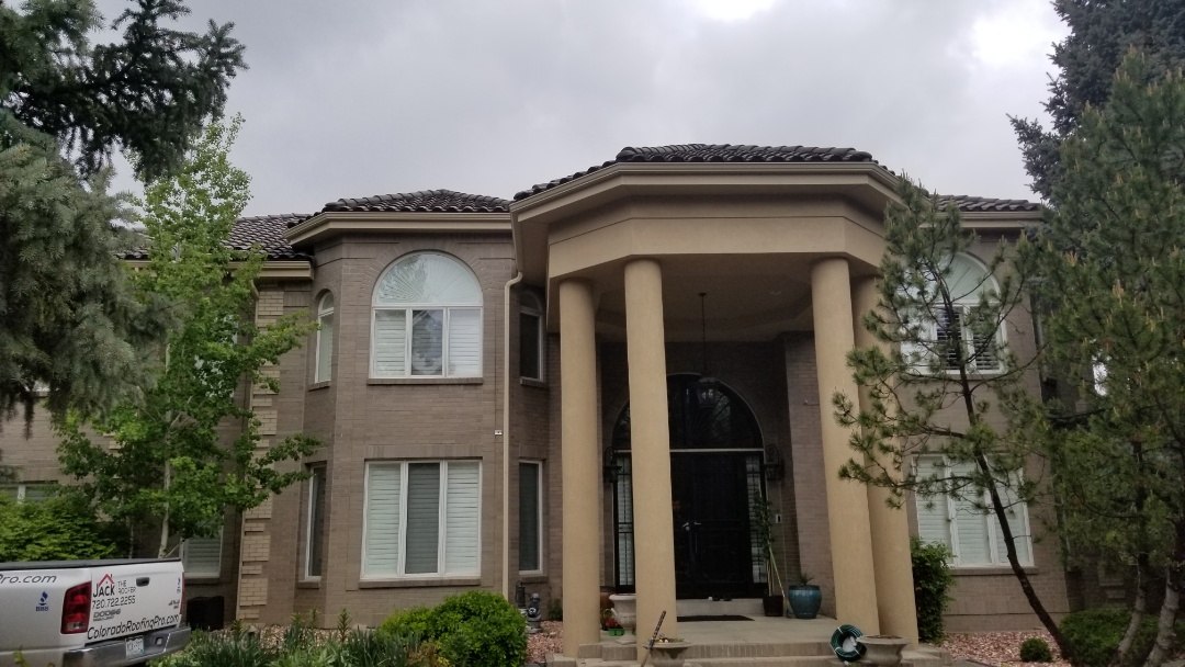 Englewood, CO - We are diagnosing a roof leak in a concrete tile roof from 1989. A lot of the tiles have slid down the roof and the felt underlayment is deteriorated from all the extra water causing leaking inside the house. We plan to replace the broken roof tiles and repair flashing and felt underlayment wherever needed and replace some flat roofing as well. Englewood, CO - We are diagnosing a roof leak in a concrete tile roof from 1989. A lot of the tiles have slid down the roof and the felt underlayment is deteriorated from all the extra water causing leaking inside the house. We plan to replace the broken roof tiles and repair flashing and felt underlayment wherever needed and replace some flat roofing as well.