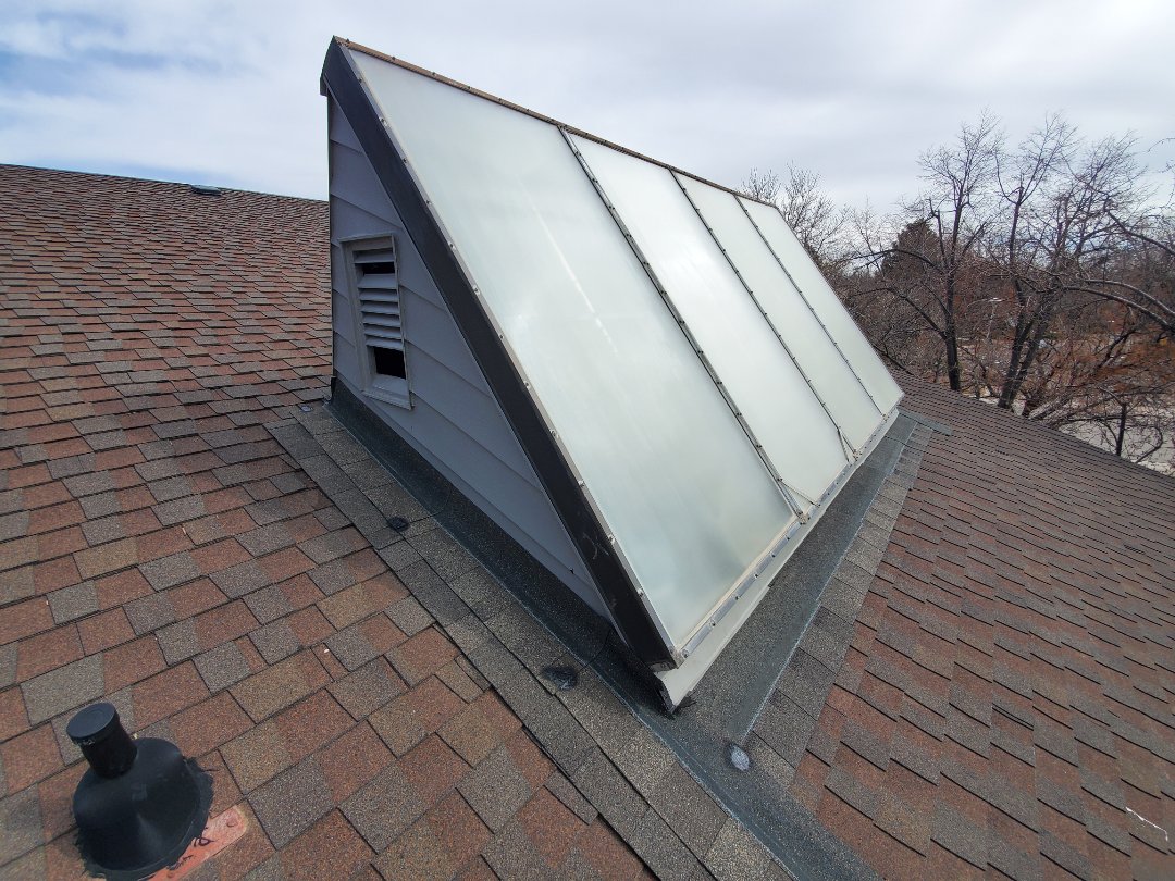 Aurora, CO - Today, we are in Aurora looking at a roof that has a roof leak coming from an old solar array. there are a few issues with regards to the array, but we are recommending removing the entire structure and replacing the roof shingles in that area. Due to the age of the roof, the shingles may not match so we are also recommending either the entire slope be replaced or the entire roof be replaced. Aurora, CO - Today, we are in Aurora looking at a roof that has a roof leak coming from an old solar array. there are a few issues with regards to the array, but we are recommending removing the entire structure and replacing the roof shingles in that area. Due to the age of the roof, the shingles may not match so we are also recommending either the entire slope be replaced or the entire roof be replaced.