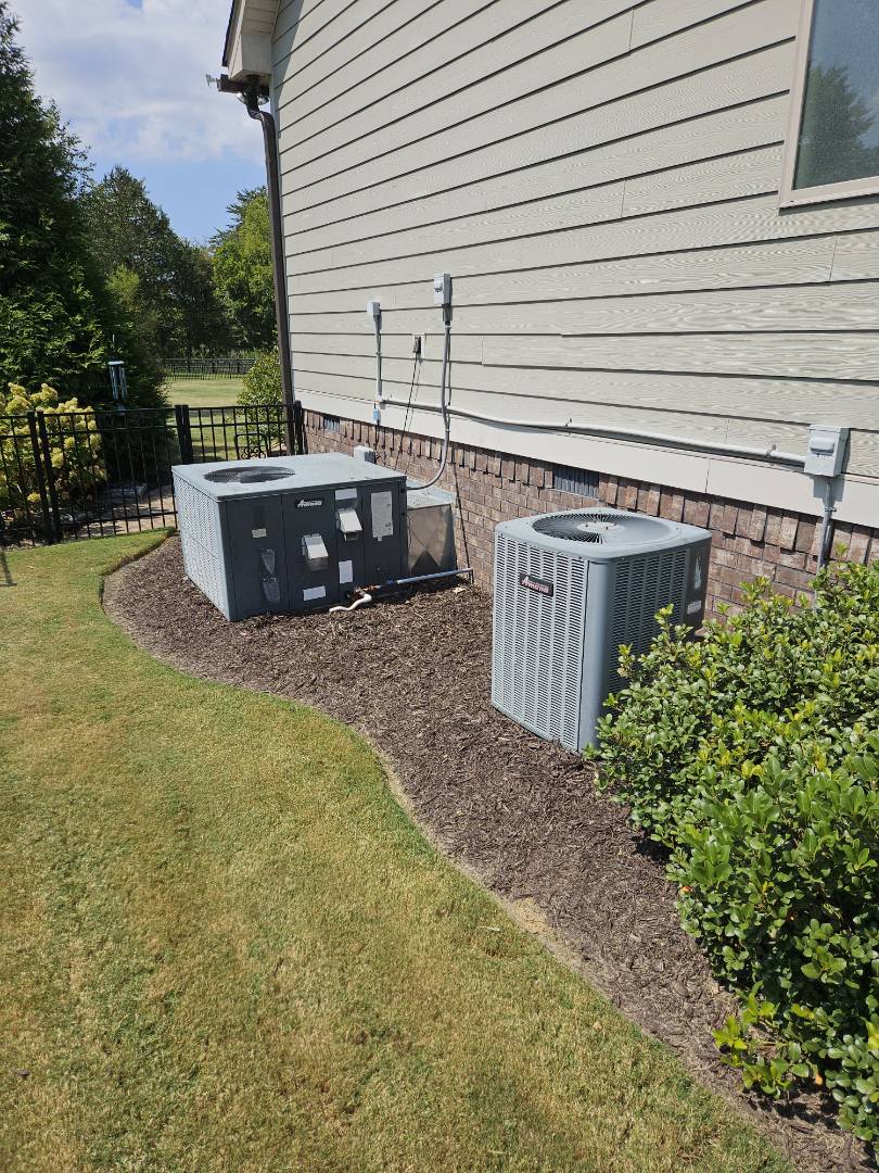 Service call. Performed maintenance on Amana gas package and split heat pump systems. 