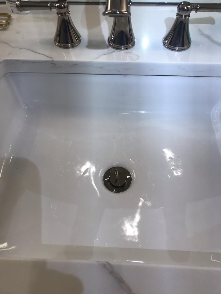 Installed polish chrome Toto drain in master vanity Installed polish chrome Toto drain in master vanity