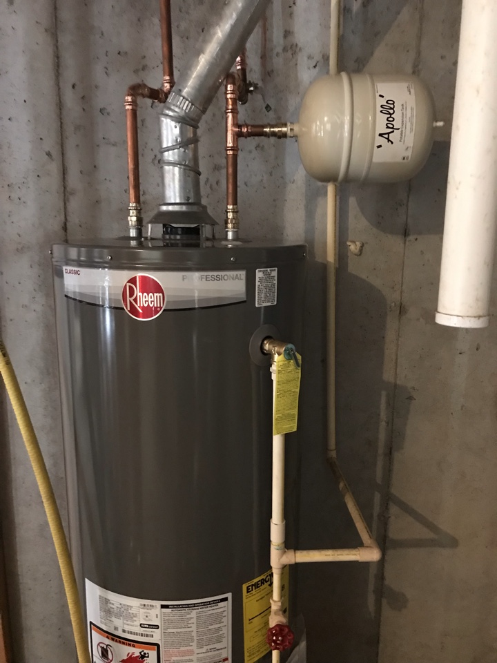 Replace existing water heater with Rheem 50 gallon gas water heater Replace existing water heater with Rheem 50 gallon gas water heater