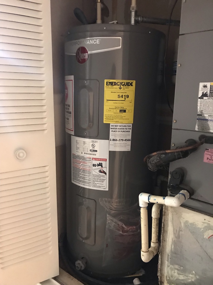 Installed new rheem water heater Installed new rheem water heater
