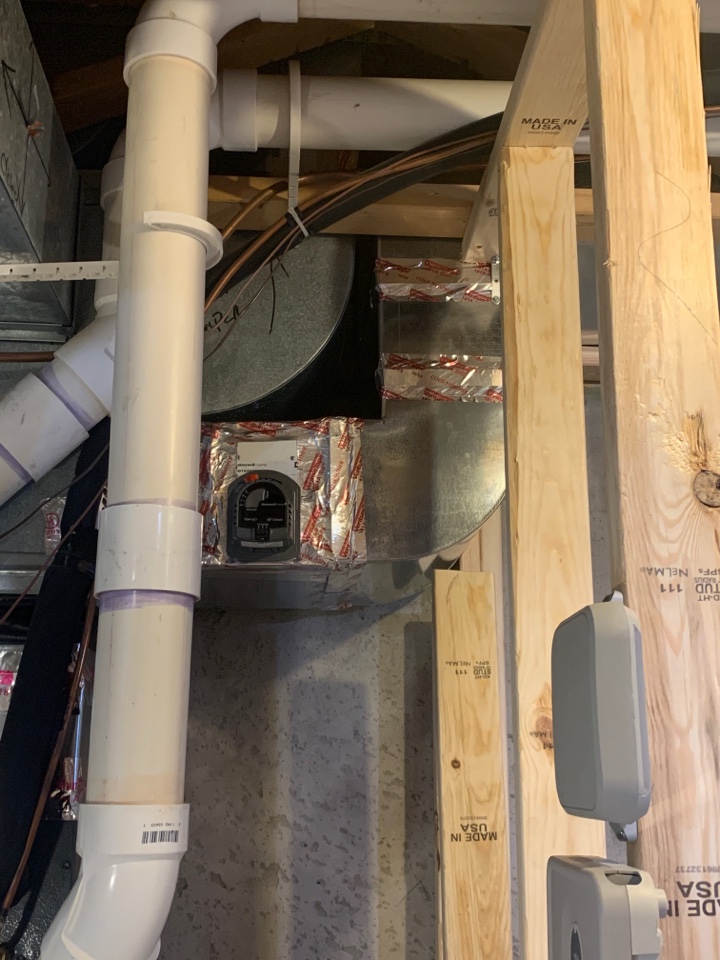 Install duct work for basement rough in, in albertville MN