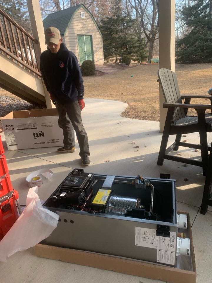 replacing boiler. Cologne, Minnesota. 