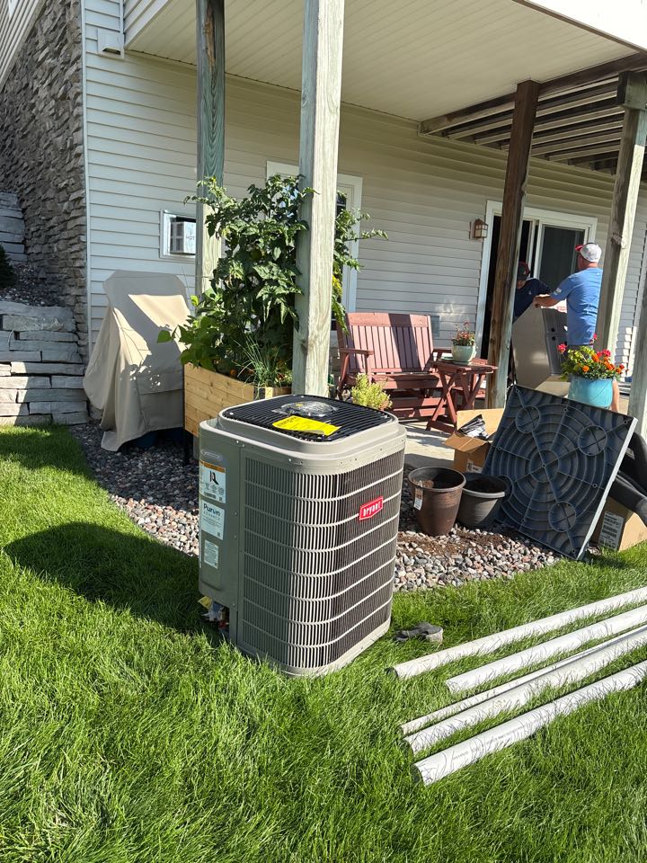 Installing air conditioner, furnace and humidifier- Chaska MN