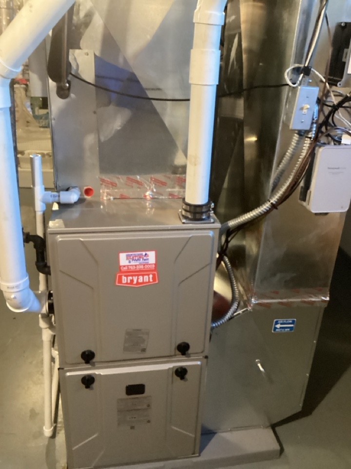 New Bryant furnace and heat pump installed in Falcon heights Mn