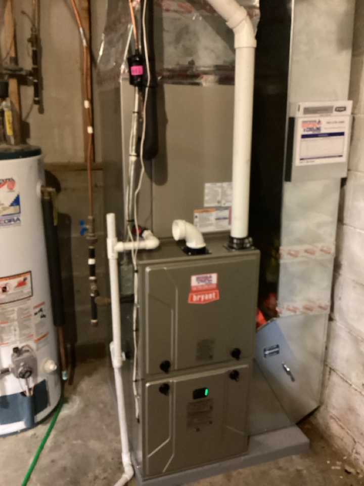 Installed new Bryant furnace and air conditioner evolution system in Delano MN