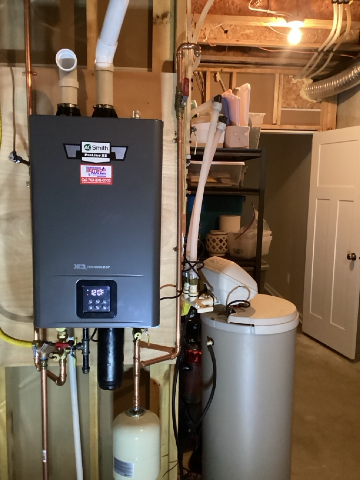 Installed new tankless water heater in waconia mn