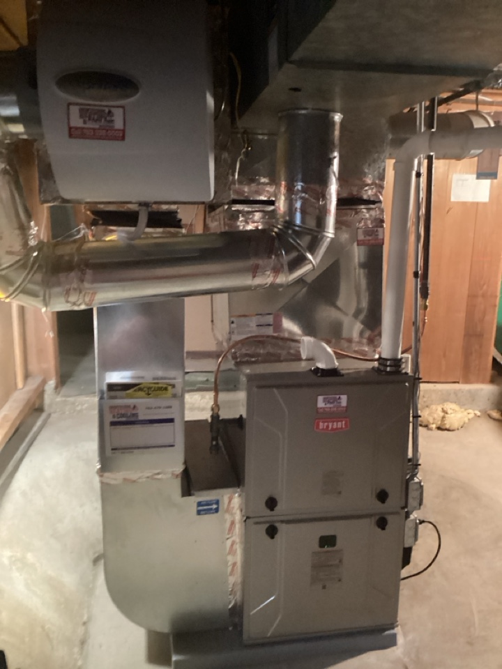 New Bryant furnace and heat pump with a new humidifier installed in Minnetonka Mn