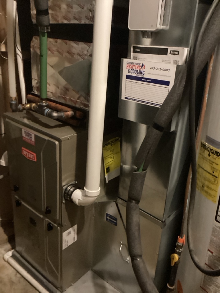 Installed new Bryant furnace and wood burning boiler coil in Independence Mn