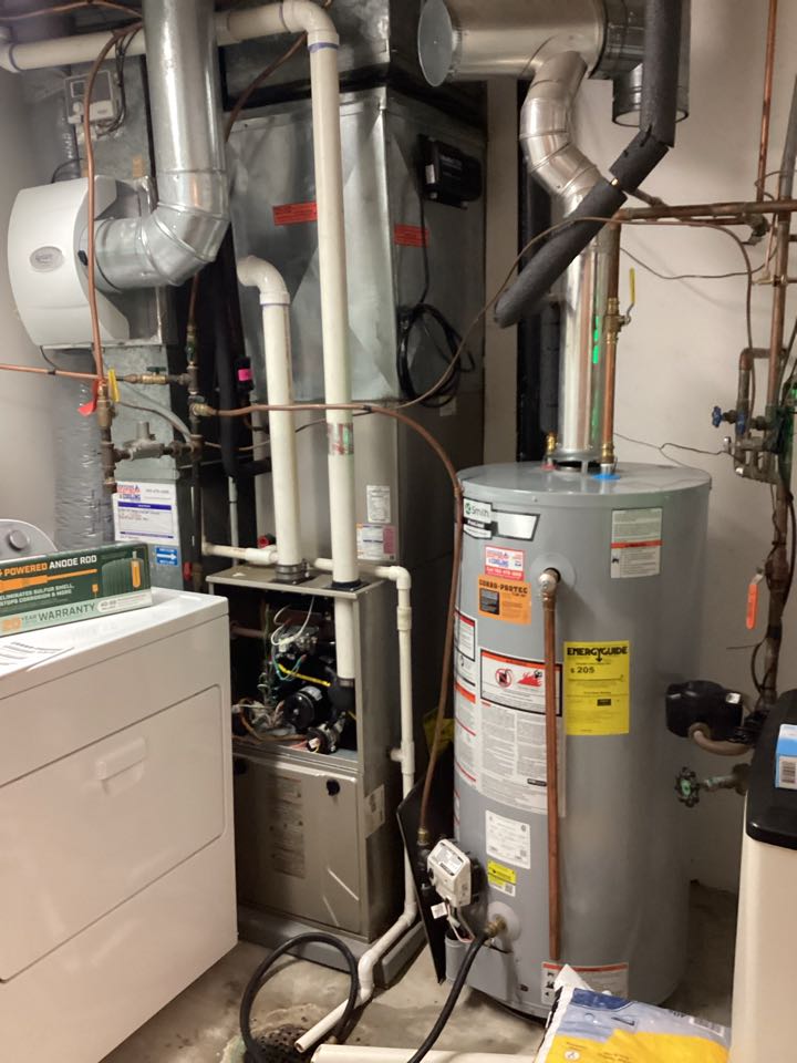 Furnace and humidifier maintenance. Water heater powered anode rod installation in Minnetonka mn 55345