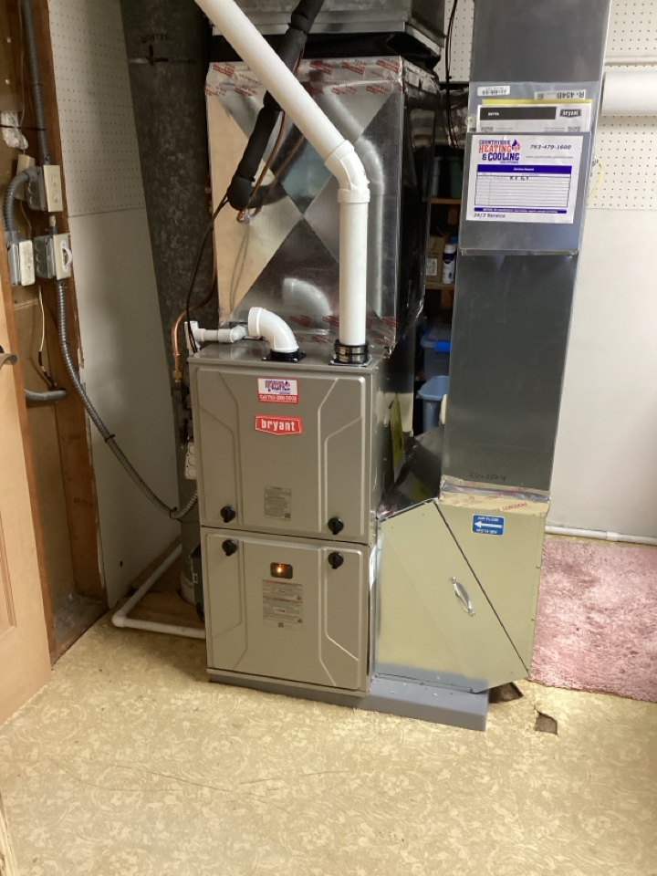New Bryant furnace and heat pump installed in Hopkins Mn also a humidifier installed to system 