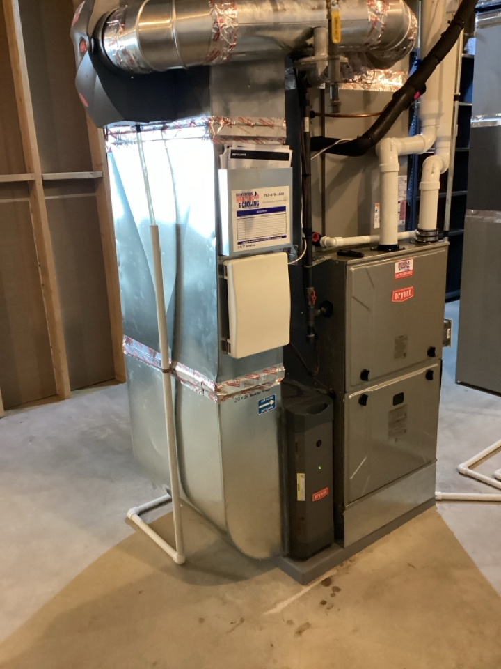 Installed new furnace,humidifier,air purifier and heat pump in minetrista Mn