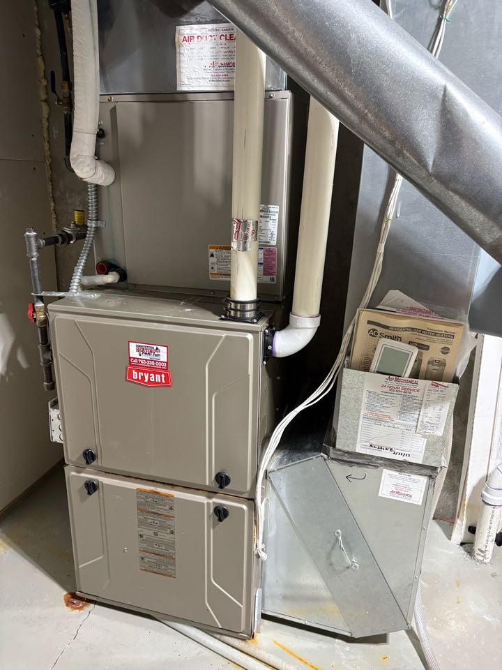 Performing fall furnace inspection on Bryant system- Edina MN Performing fall furnace inspection on Bryant system- Edina MN