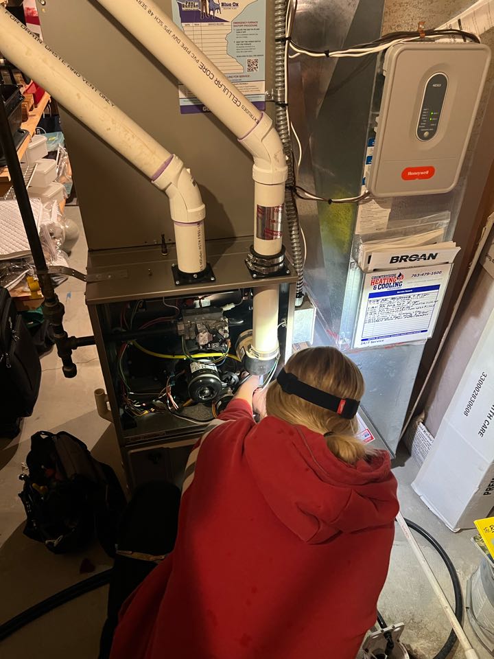 Performing fall furnace maintenance on Bryant system in Plymouth, MN
