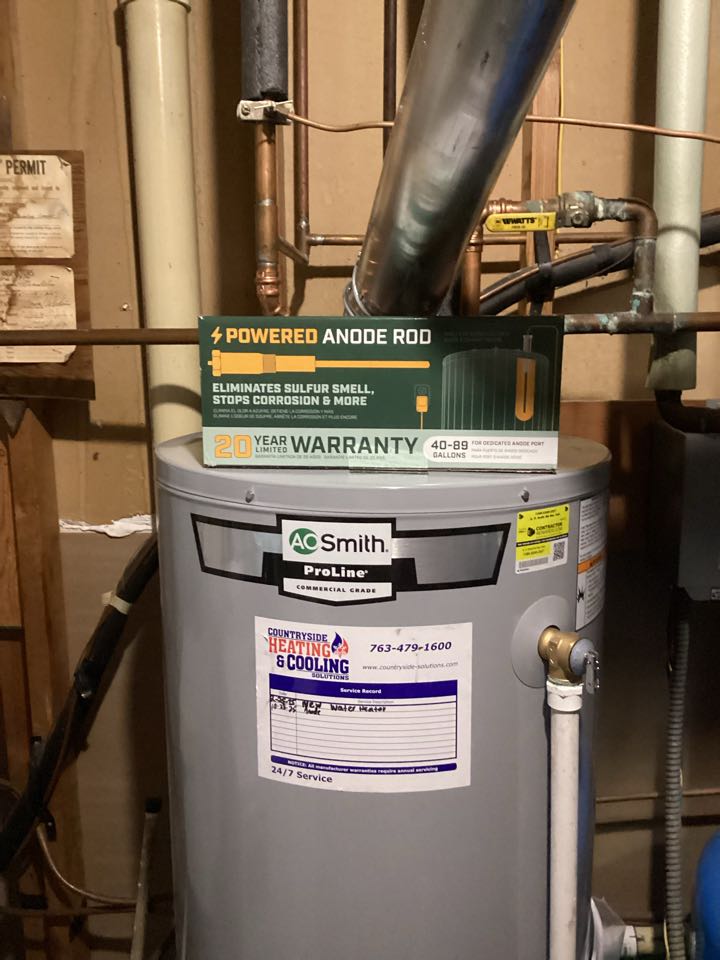 Install water heater powered anode rod in Delano mn 55328