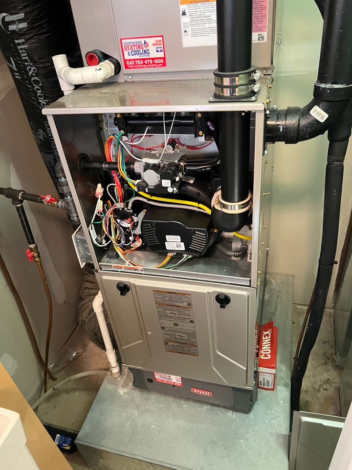 Performing fall furnace maintenance on Bryant system in Mound,MN