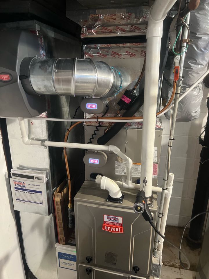 Performing fall furnace maintenance on Bryant system in Bloomington, MN