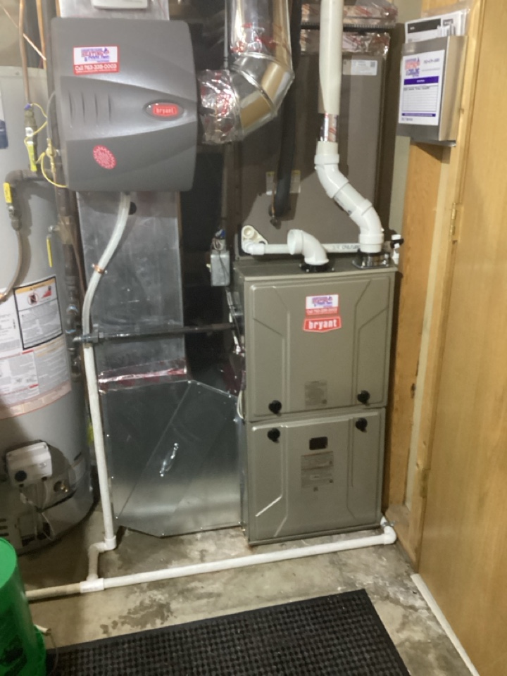 New furnace and humidifier installed in Otsego Mn