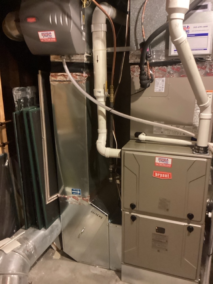  furnace air conditioner and humidifier installed in Tonka bay Mn