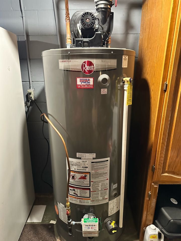 Installed 75 gal power vent water heater in Delano mn