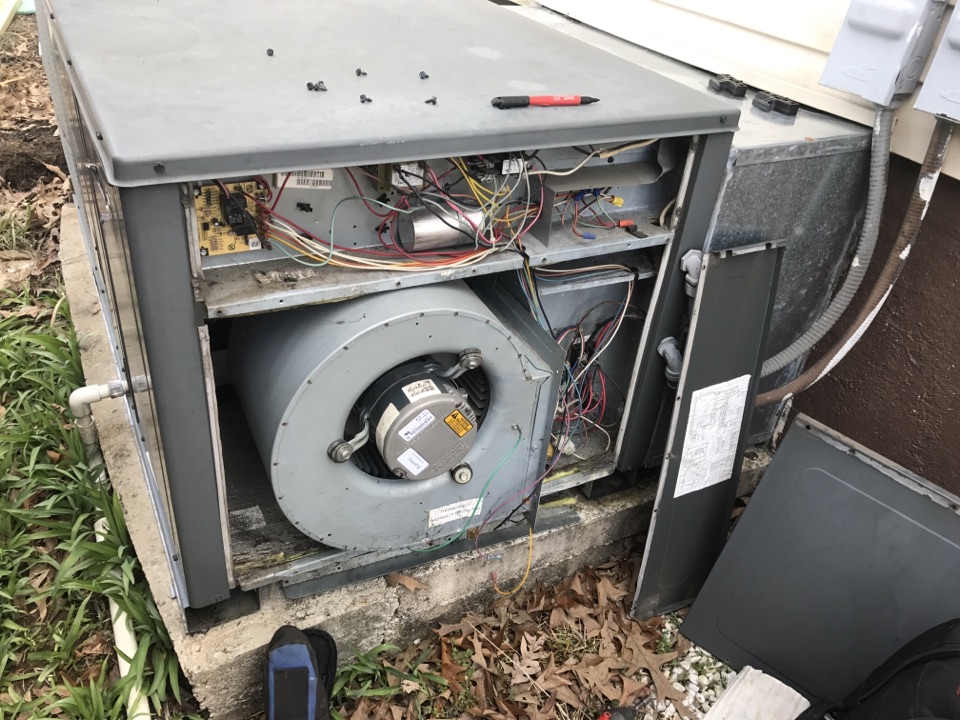 Replacing an ECM blower motor on a Goodman heat pump.