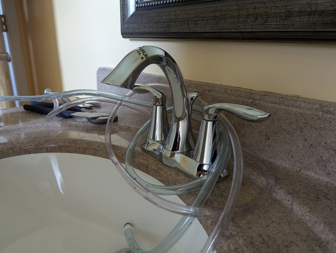 new lavatory faucet. replace bathroom faucet. new Moen faucet install. Leak through ceiling. water line leak repair. Moen Smart Valve shut off. Estimate to install new toilets and shut off valves. service partner plan. PlumbPRO Services. Souderton, PA. Telford, PA. Hatfield, PA. 