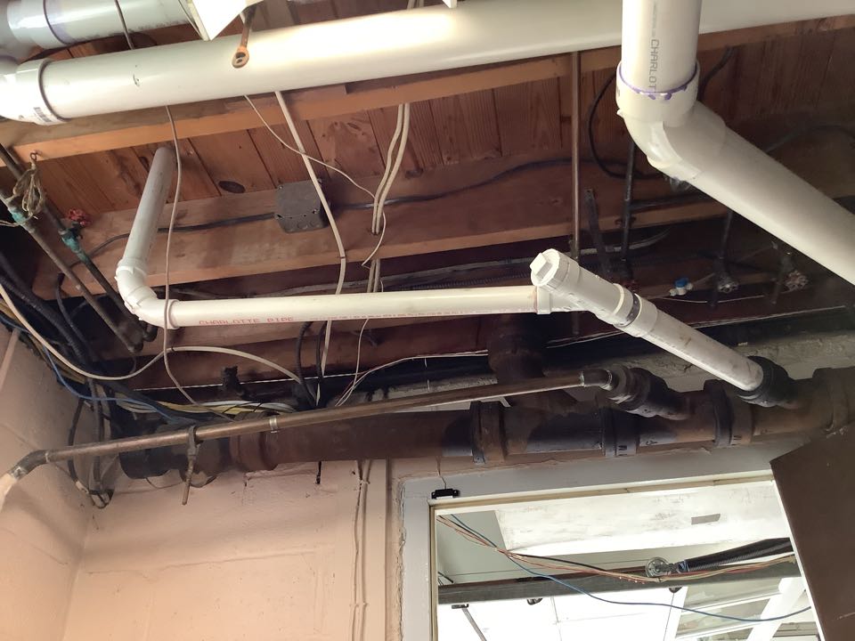 Install a new kitchen drain line. Replace lead line with PVC. Tie seal gasket for a complete line repipe. PlumbPro Services. Fort Washington plumber.