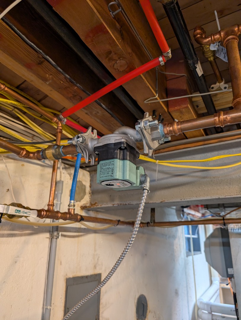 
recirculating pump replacement. hot water recirculating line. PlumbPRO Services. Ambler, PA. 