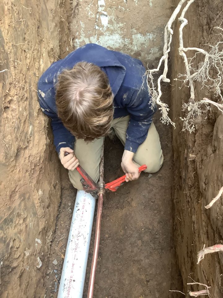 Successfully install a new outdoor cleanout and repair a broken pipe Repair a broken water line. PlumbPro Services. Blue Bell plumber. 