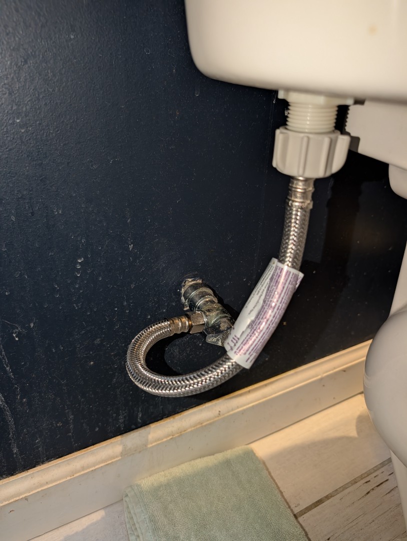 
toilet repair. replace toilet supply line. plumbing repair. PlumbPRO Services. Ambler, PA. 