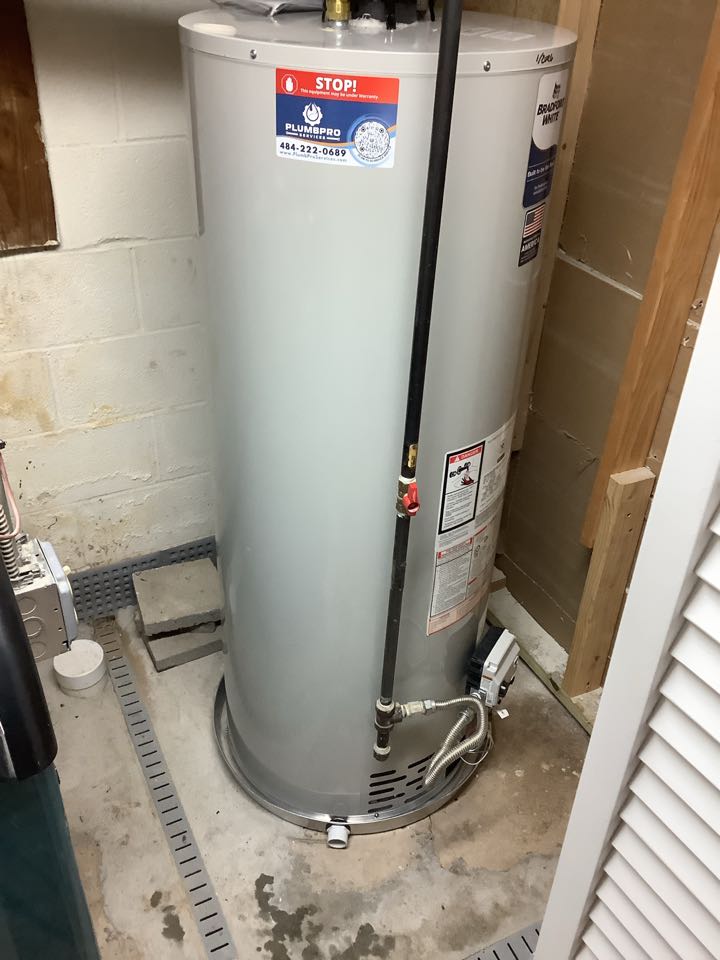PLUMBPRO services. HVAC/plumbing Water heater install 19034