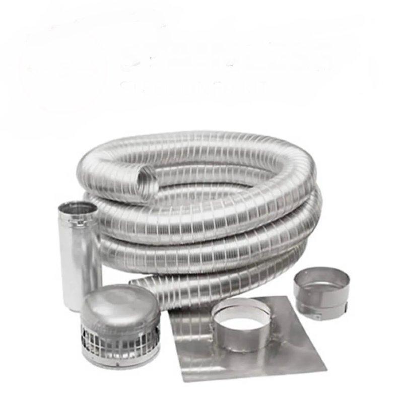 Installed flexible chimney liner kit and associated components to replace unsafe single-wall exhaust venting that was previously unsecured in chimney opening. Removed debris from deteriorated brick that was partially blocking exhaust flow, ensuring proper venting for heating system. New installation provides code-compliant venting solution that addresses safety concerns and ensures reliable system operation.